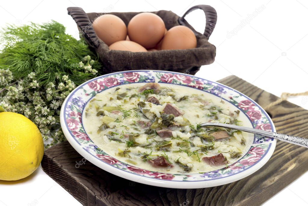 The easter composition. National Greek soup 