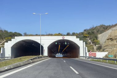 03/11/2020. Greece, Peloponnese. The view of Tripolis-Sparti national road on a sunny spring morning.
