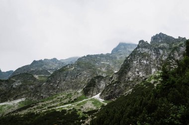 Dağların güzel manzarası ve güneşli havada göl..