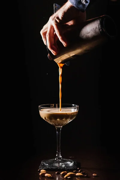 Coffee Cocktail Poured Glass — Stock Photo, Image