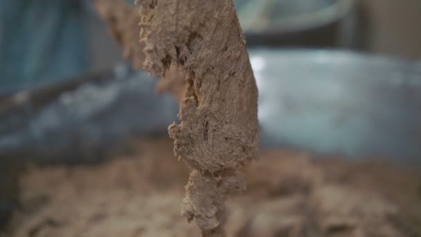 Close-up de misturador com massa de centeio 4K — Vídeo de Stock