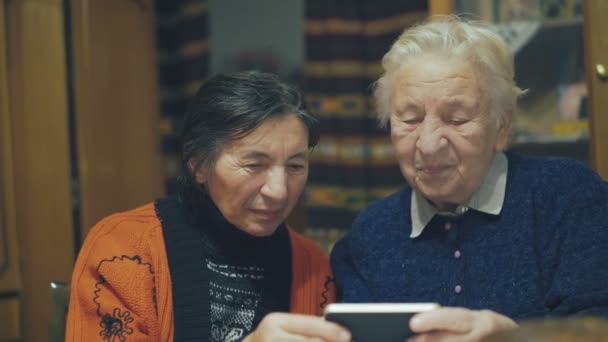 Duas mulheres muito idosas falando no chat da web 4K — Vídeo de Stock