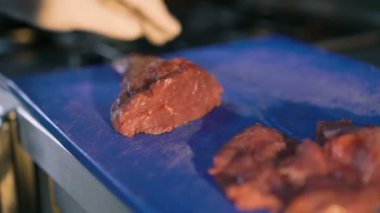 Ana baş kesim et mutfak 4 k yakın çekim
