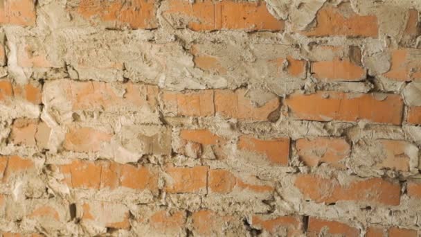 Image of the ancient brick wall. Background. Slowly — Stock Video