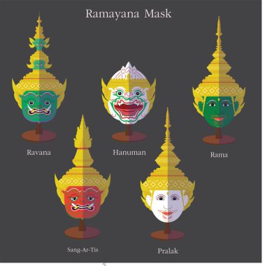 Ramayana maskesi (Khon Tay dili) eps 10 formatı