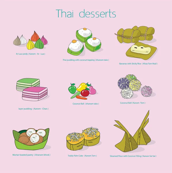 Kunst Vector Thais Dessert — Stockvector