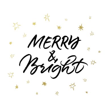 Merry ve parlak Noel fırça hat
