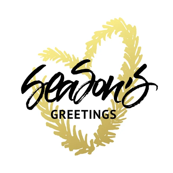 Season's Greetings Kerstmis en Nieuwjaar wenskaart — Stockvector