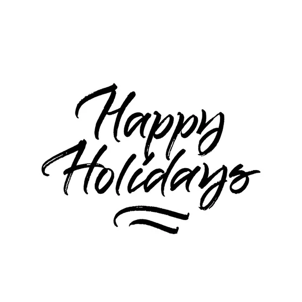 Happy Holidays borste kalligrafi — Stock vektor