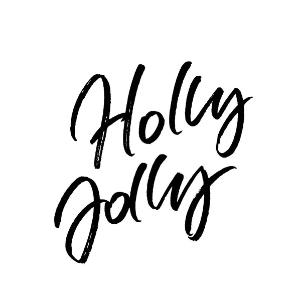 Holly Jolly Christmas borste kalligrafi — Stock vektor