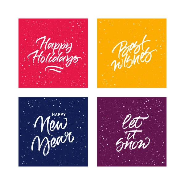 Set of Christmas and New Year greeting cards — Stock Vector