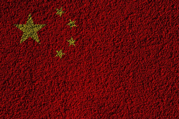 Bendera Cina Pada Tekstur Dinding Latar Belakang Konsep Solusi Desain — Stok Foto