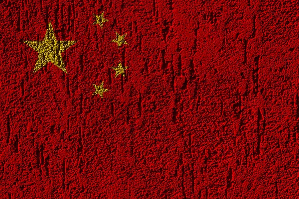 China Flagge Auf Einer Hintergrundwand Textur Das Konzept Der Designlösungen — Stockfoto