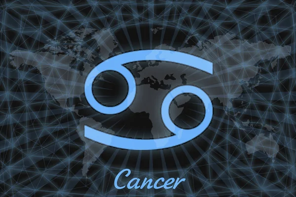 Zodiac sign - Cancer. astrological symbol with the signature, on the background of the earth. Can be used for horoscopes.