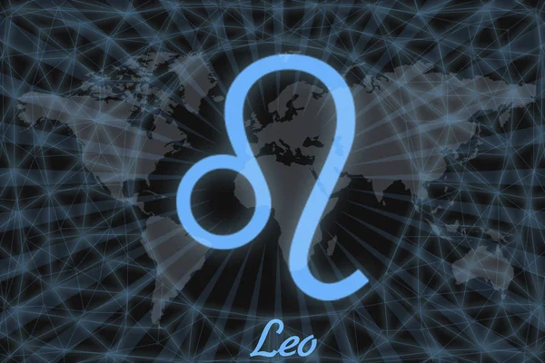 Ζώδιο Zodiac - Leo. αστρολογικό σύμβολο με την υπογραφή, στο βάθος της γης. Μπορεί να χρησιμοποιηθεί για ωροσκόπια. — Φωτογραφία Αρχείου