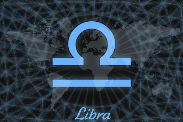 Zodiac tecken - Libra. astrologisk symbol med signaturen, på jordens bakgrund. Kan användas för horoskop. — Stockfoto