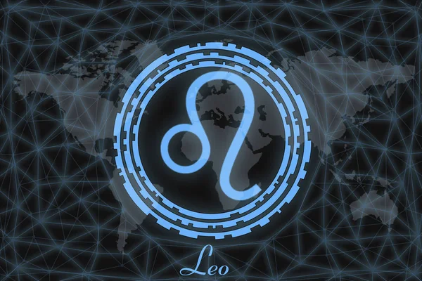 Zodiac sign - Leo. astrological symbol with the signature, on the background of the earth. Can be used for horoscopes.