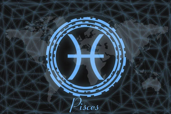 Zodiac sign - Pisces. astrological symbol with the signature, on the background of the earth. Can be used for horoscopes.