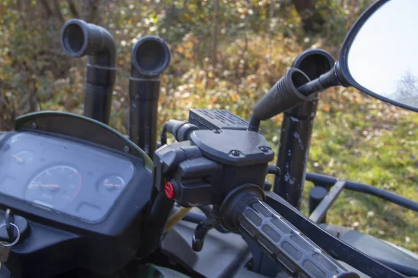 Photo Cockpit Atv Steering Wheel Dashboard — Stock Photo, Image