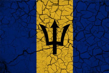 Arka planda Barbados bayrağı var. Tasarımcı çözümleri kavramı.