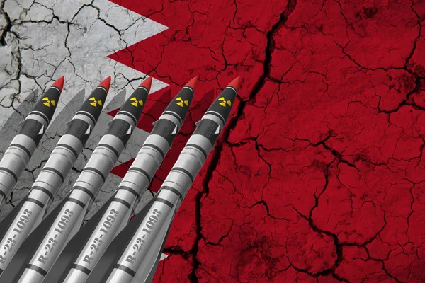 背景纹理上的巴林国旗和弹道导弹 设计解决方案的概念 — 图库照片
