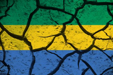 Arka planda Gabon bayrağı var. Tasarımcı çözümleri kavramı.