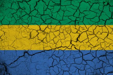 Arka planda Gabon bayrağı var. Tasarımcı çözümleri kavramı.