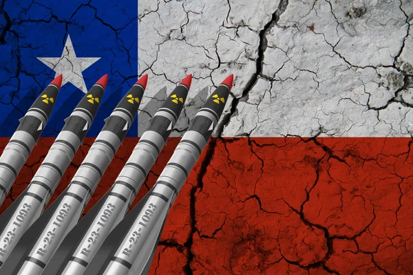 Bandera Chile Misiles Balísticos Sobre Textura Fondo Concepto Soluciones Diseño —  Fotos de Stock