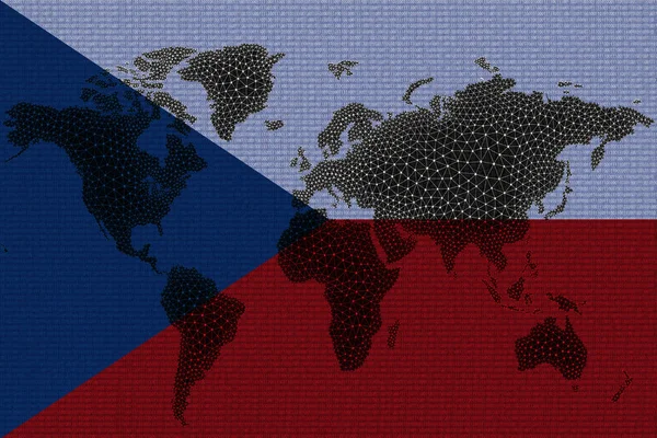국기와 균열을 배경으로 지도를 있습니다 체코의 암호화 — 스톡 사진