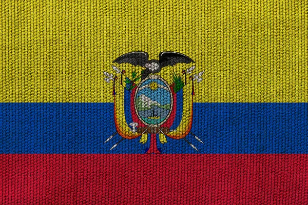 背景纹理上的厄瓜多尔国旗 设计者解决方案的概念 — 图库照片
