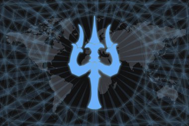 Shiva soyutluğunun mızrağı. Karanlık bir geçmişi ve bir dünya haritası var. Tasarımınız için grafiksel kavram.