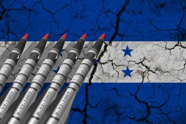 Arka planda Honduras bayrağı var. Tasarımcı çözümleri kavramı.