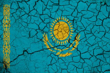 Arka planda Kazakistan bayrağı var. Tasarımcı çözümleri kavramı.