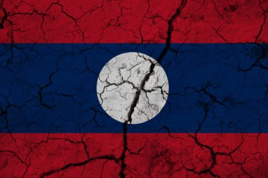 Arka planda Laos bayrağı var. Tasarımcı çözümleri kavramı.