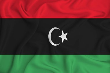 Arka planda Libya bayrağı var. Tasarımcı çözümleri kavramı.