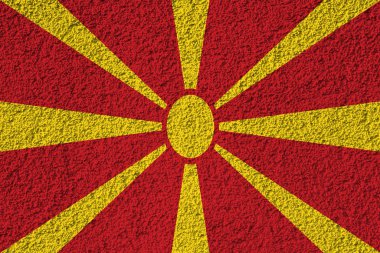 Arka planda macedonia bayrağı var. Tasarımcı çözümleri kavramı.