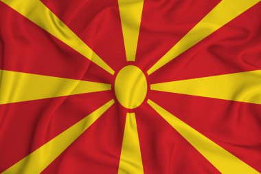 Arka planda macedonia bayrağı var. Tasarımcı çözümleri kavramı.