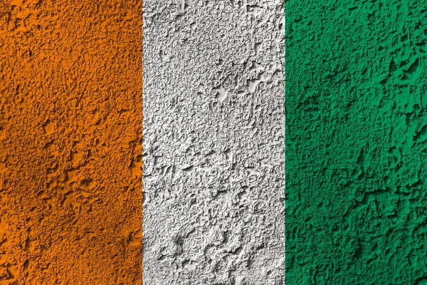 Ireland flag on the background texture. Concept for designer solutions.