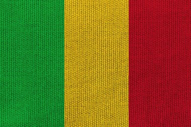 Arka planda Mali bayrağı var. Tasarımcı çözümleri kavramı.