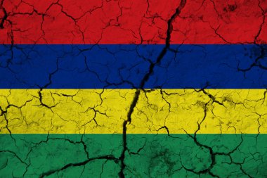 Arka planda Mauritius bayrağı var. Tasarımcı çözümleri kavramı.