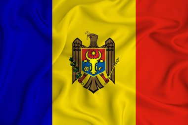 Arka planda Moldova bayrağı var. Tasarımcı çözümleri kavramı.