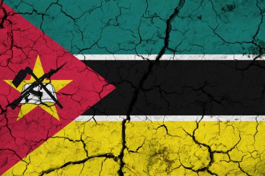 Arka planda Mozambik bayrağı var. Tasarımcı çözümleri kavramı.