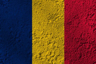 Arka planda Romanya bayrağı var. Tasarımcı çözümleri kavramı.