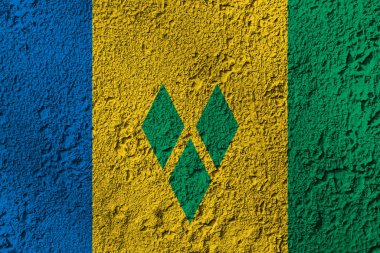 Arka planda Saint Vincent ve Grenadines bayrağı var. Tasarımcı çözümleri kavramı.