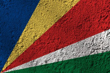 Arka planda Seyşeller bayrağı var. Tasarımcı çözümleri kavramı.