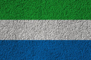 Arka planda Sierra Leone bayrağı var. Tasarımcı çözümleri kavramı.
