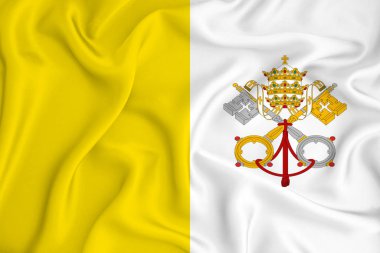 Arka planda Vatikan bayrağı var. Tasarımcı çözümleri kavramı.