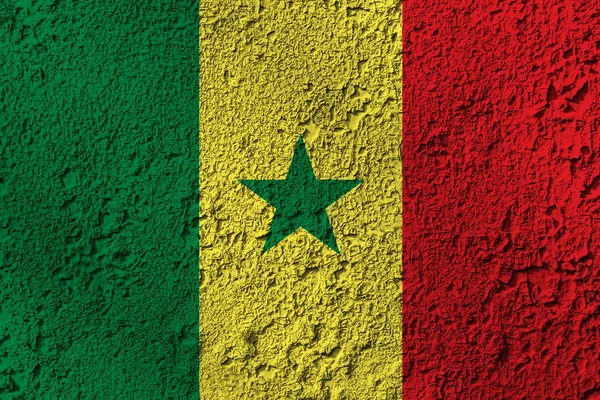 Senegalesische Flagge Auf Der Hintergrundtextur Konzept Für Designerlösungen — Stockfoto