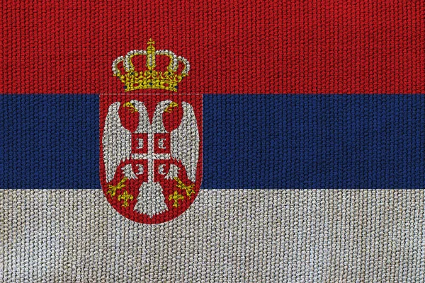 Bendera Serbia Pada Tekstur Latar Belakang Konsep Untuk Solusi Desainer — Stok Foto