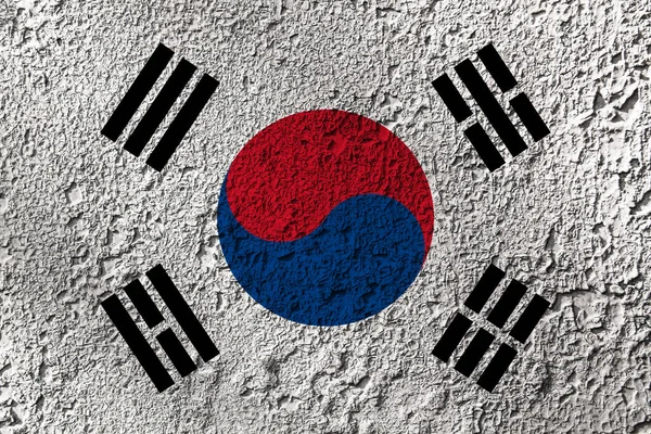 South Korean flag on the background texture. Concept for designer solutions.